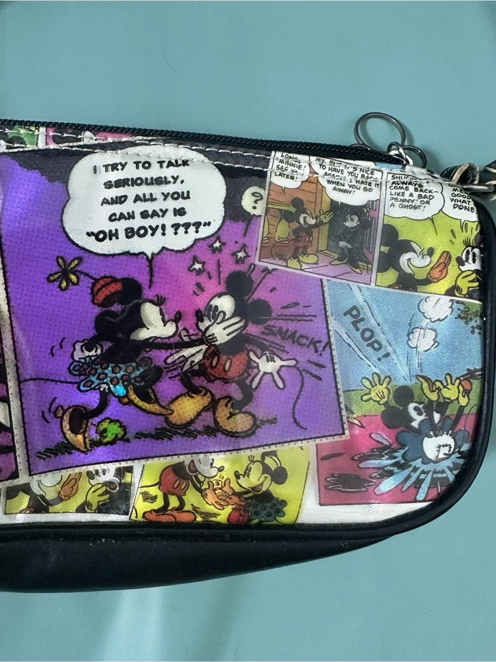 Vintage Disney World Mickey & Minnie Comic Print Shoulder Bag Y2K Rare Purse